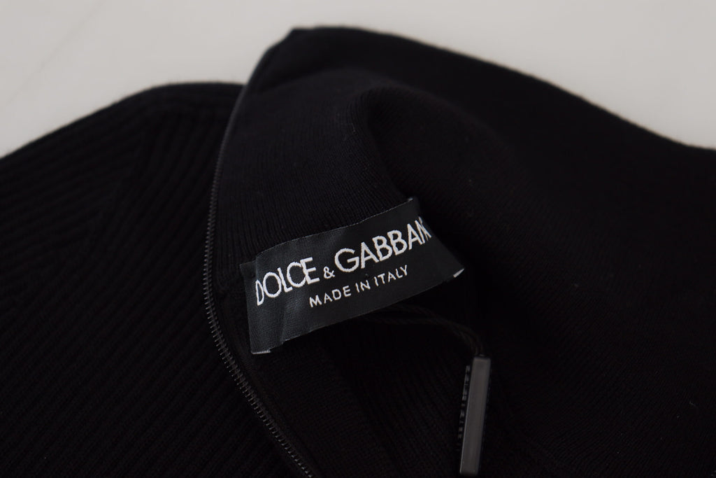 Dolce & Gabbana Schwarzer Rollkragenpullover mit halbem Reißverschluss