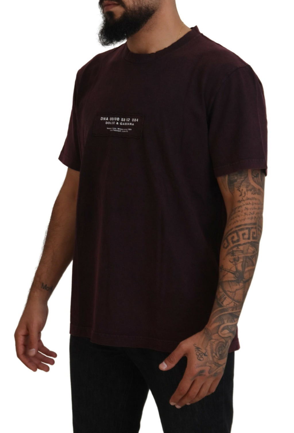 Dolce & Gabbana Bordeaux Kurzarm-T-Shirt mit Rundhalsausschnitt