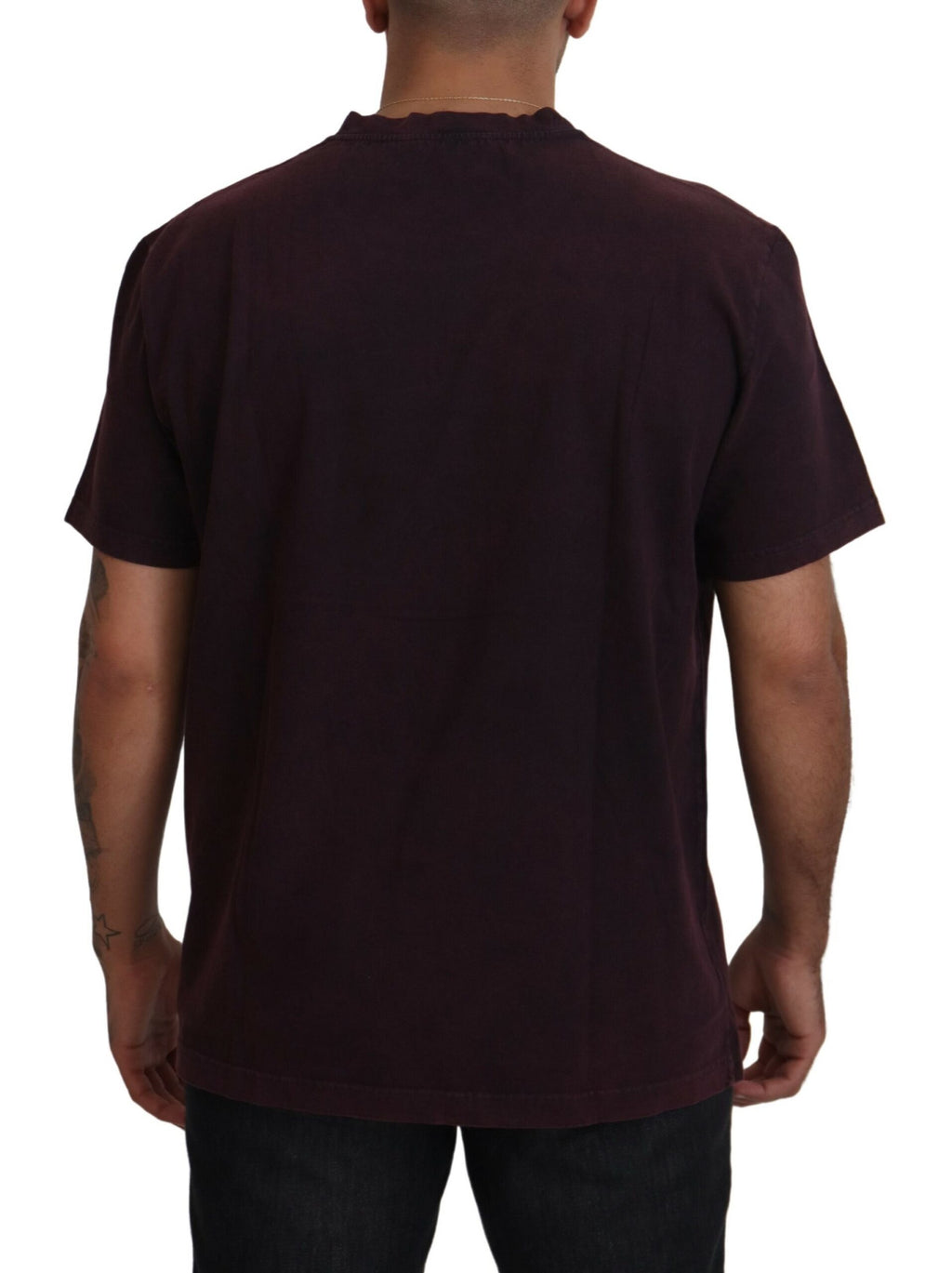 Dolce & Gabbana Bordeaux Kurzarm-T-Shirt mit Rundhalsausschnitt