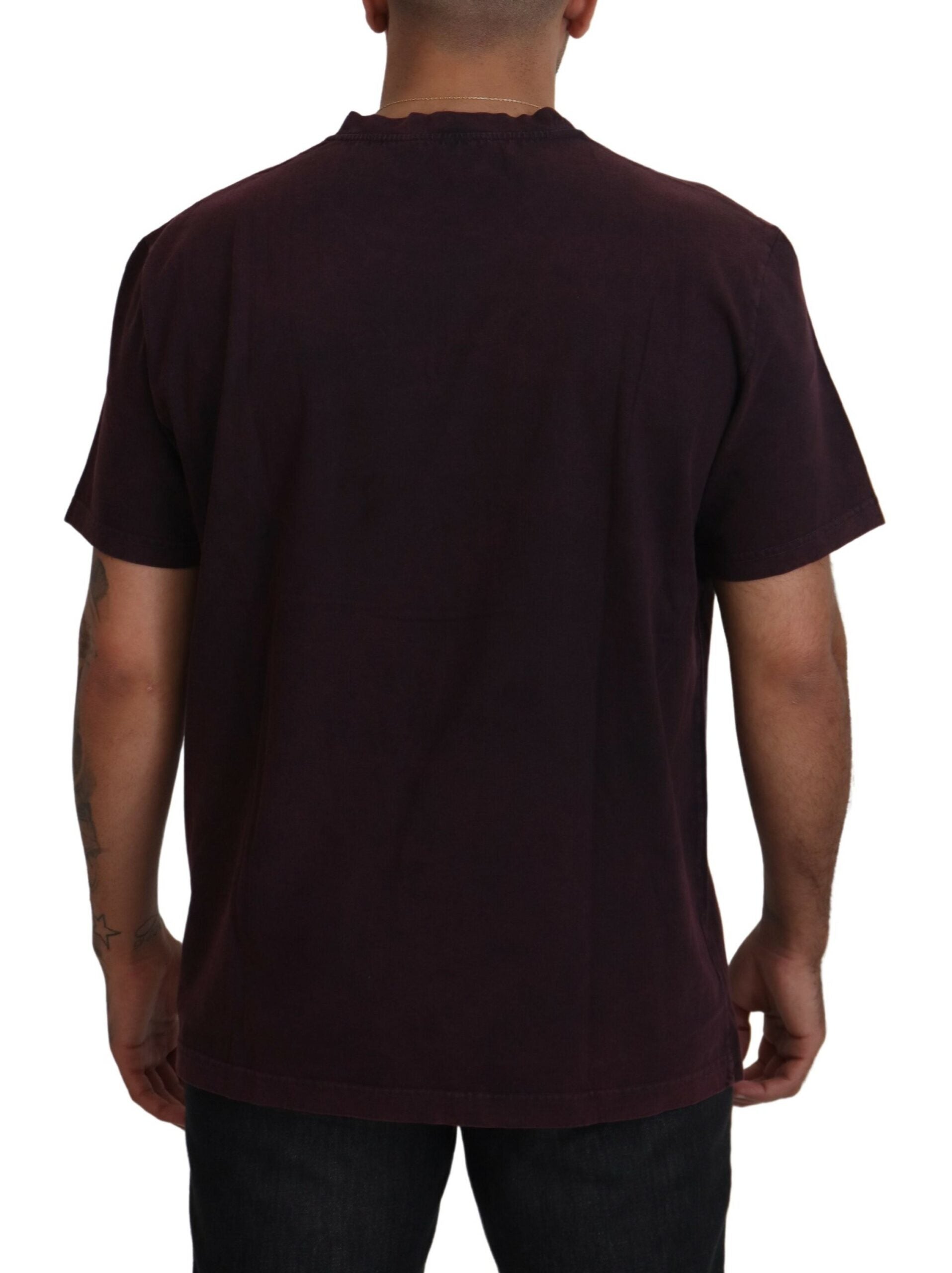 Dolce & Gabbana Bordeaux Kurzarm-T-Shirt mit Rundhalsausschnitt