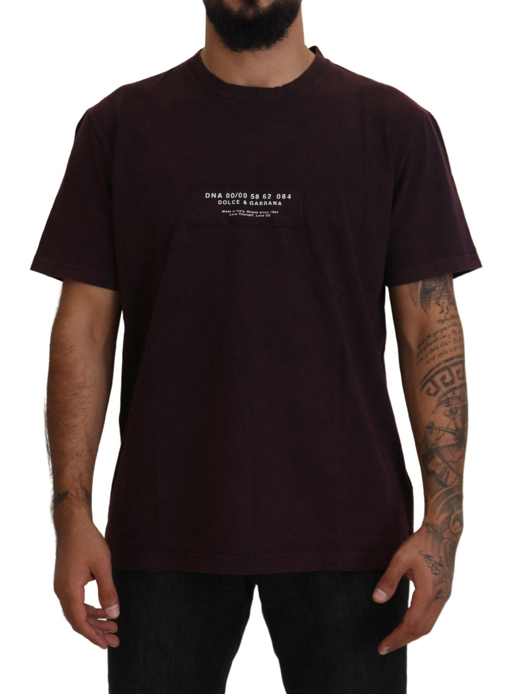 Dolce & Gabbana Bordeaux Kurzarm-T-Shirt mit Rundhalsausschnitt