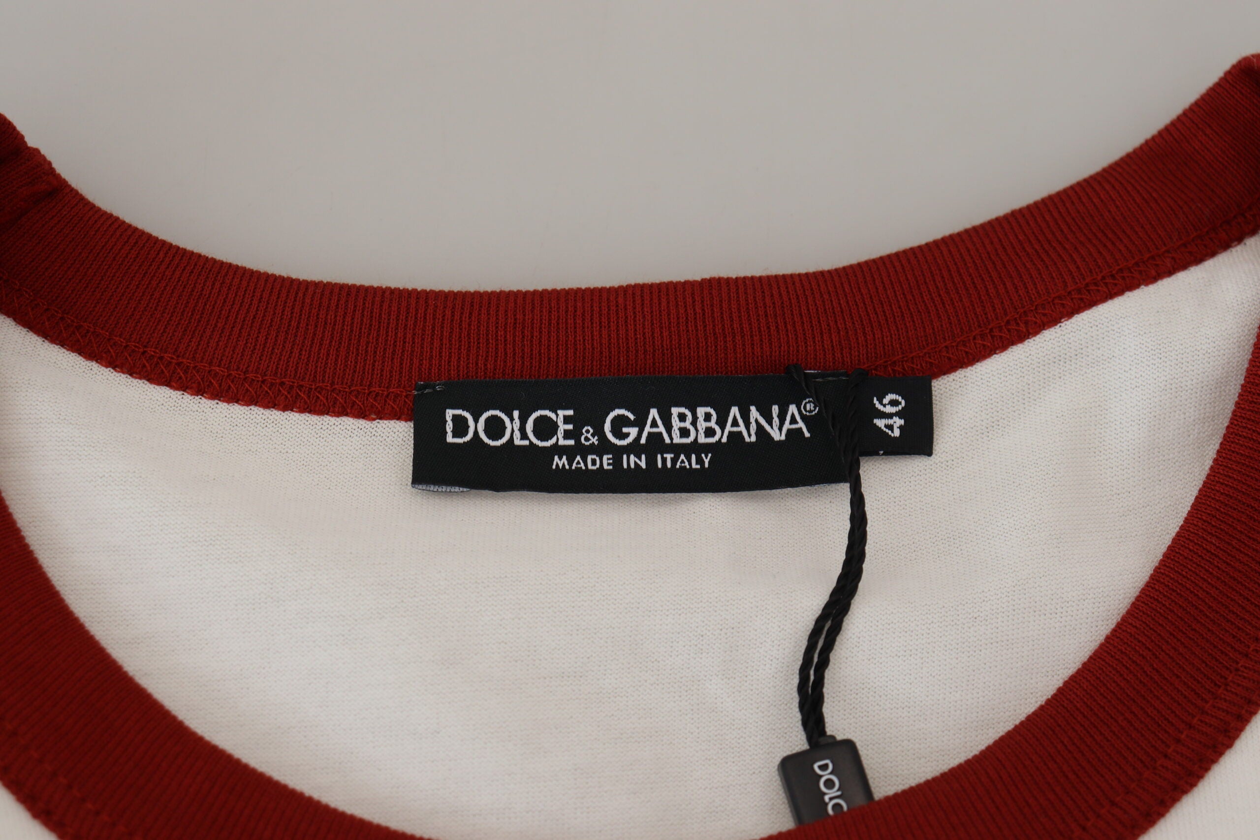 Dolce & Gabbana Weißes T-Shirt mit Rundhalsausschnitt und Logodruck aus Baumwolle
