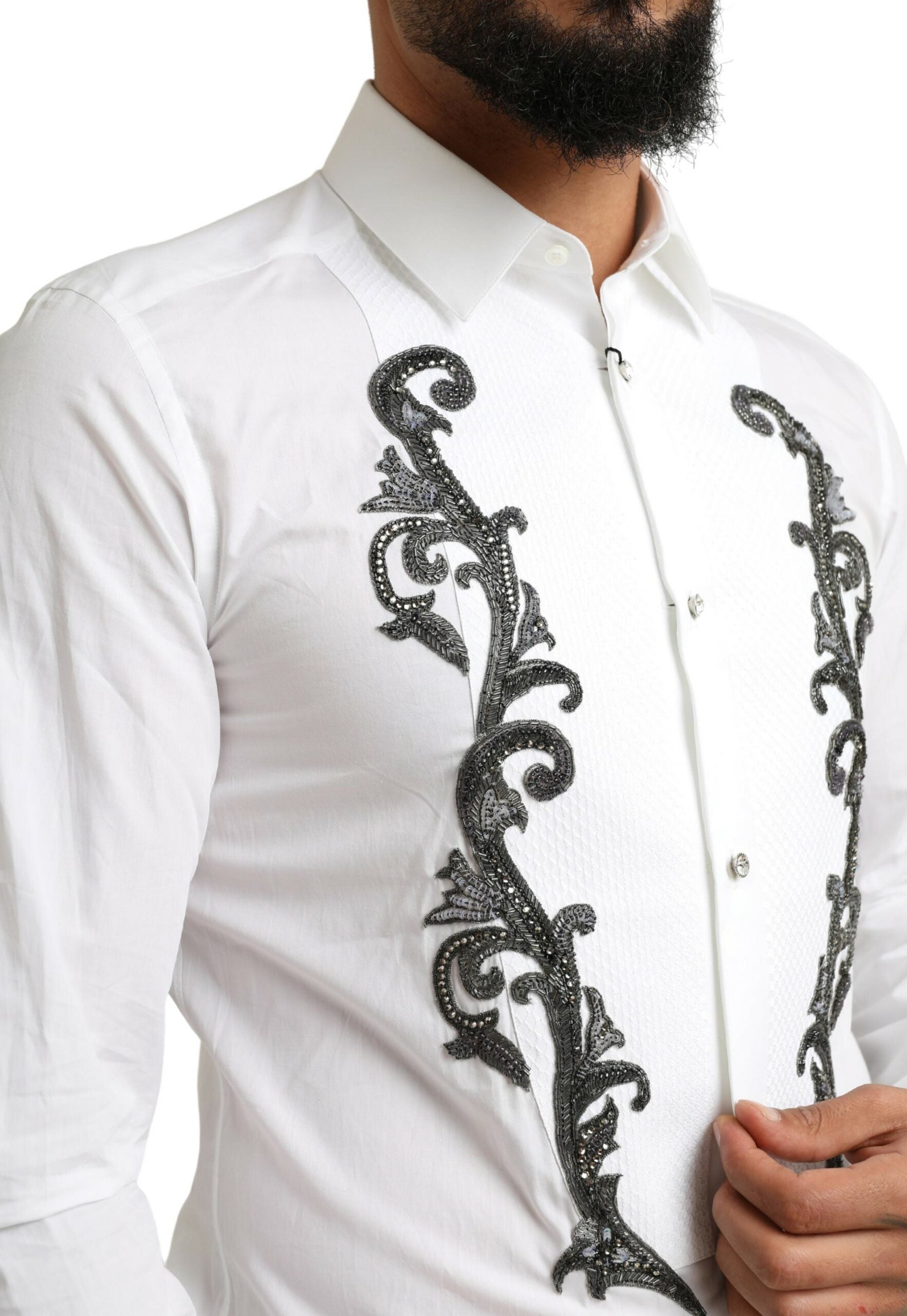 Dolce & Gabbana Weißes Smokinghemd Slim Fit Barock