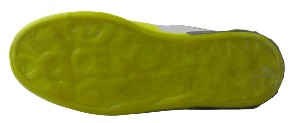 Dolce & Gabbana Weiß Gelb Portofino Leder Turnschuhe Schuhe