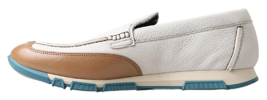 Dolce & Gabbana Weiß Leder Loafers Mokassins Schuhe