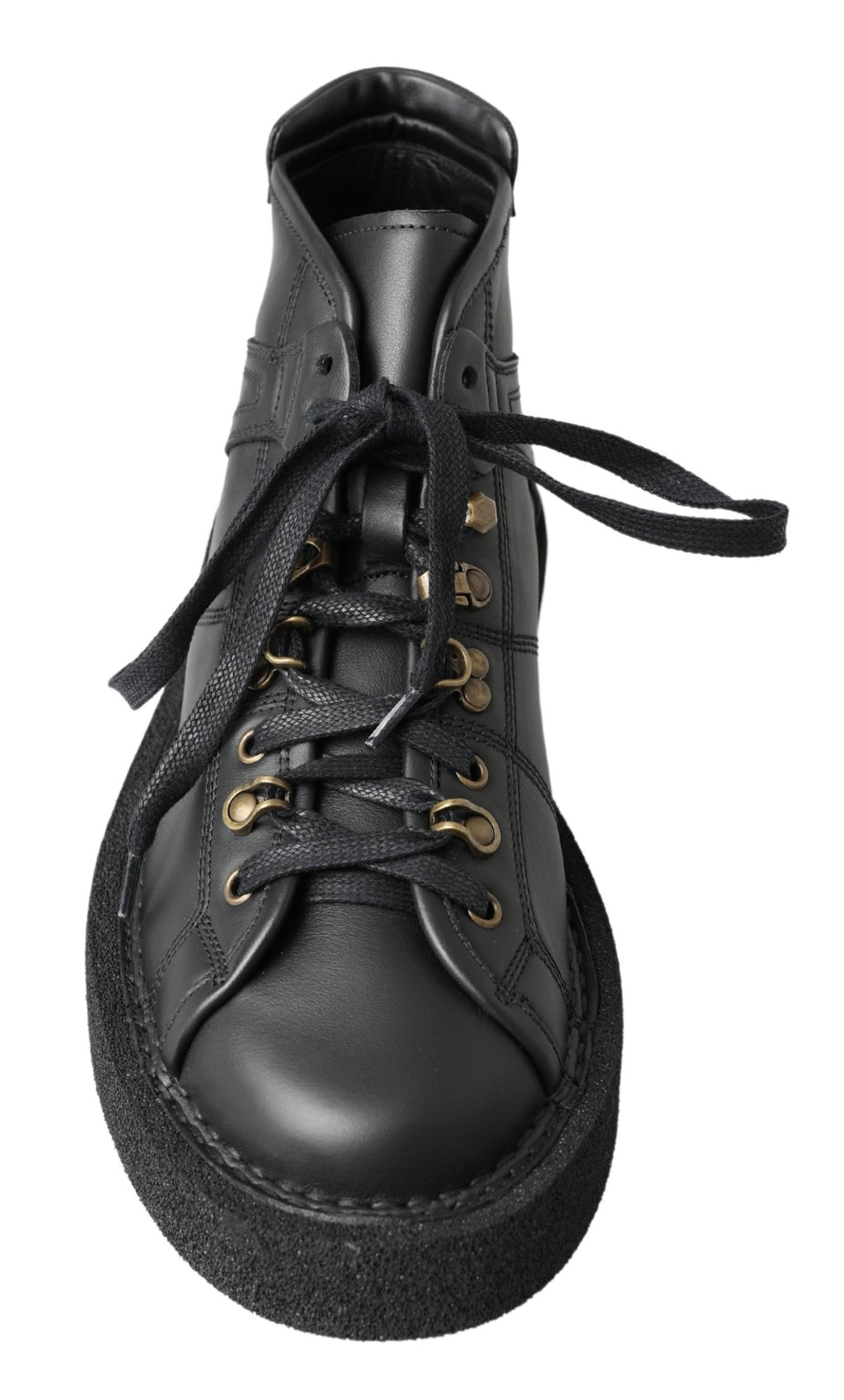 Dolce & Gabbana Schwarze Leder-Slipper mit Stretch-Stiefeln
