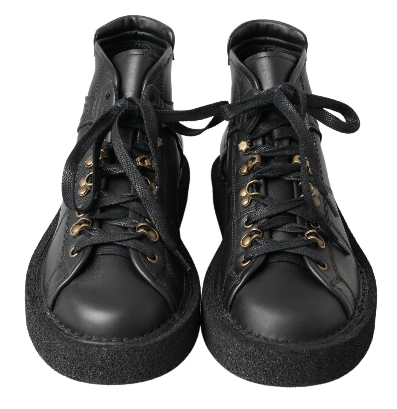 Dolce & Gabbana Schwarze Leder-Slipper mit Stretch-Stiefeln