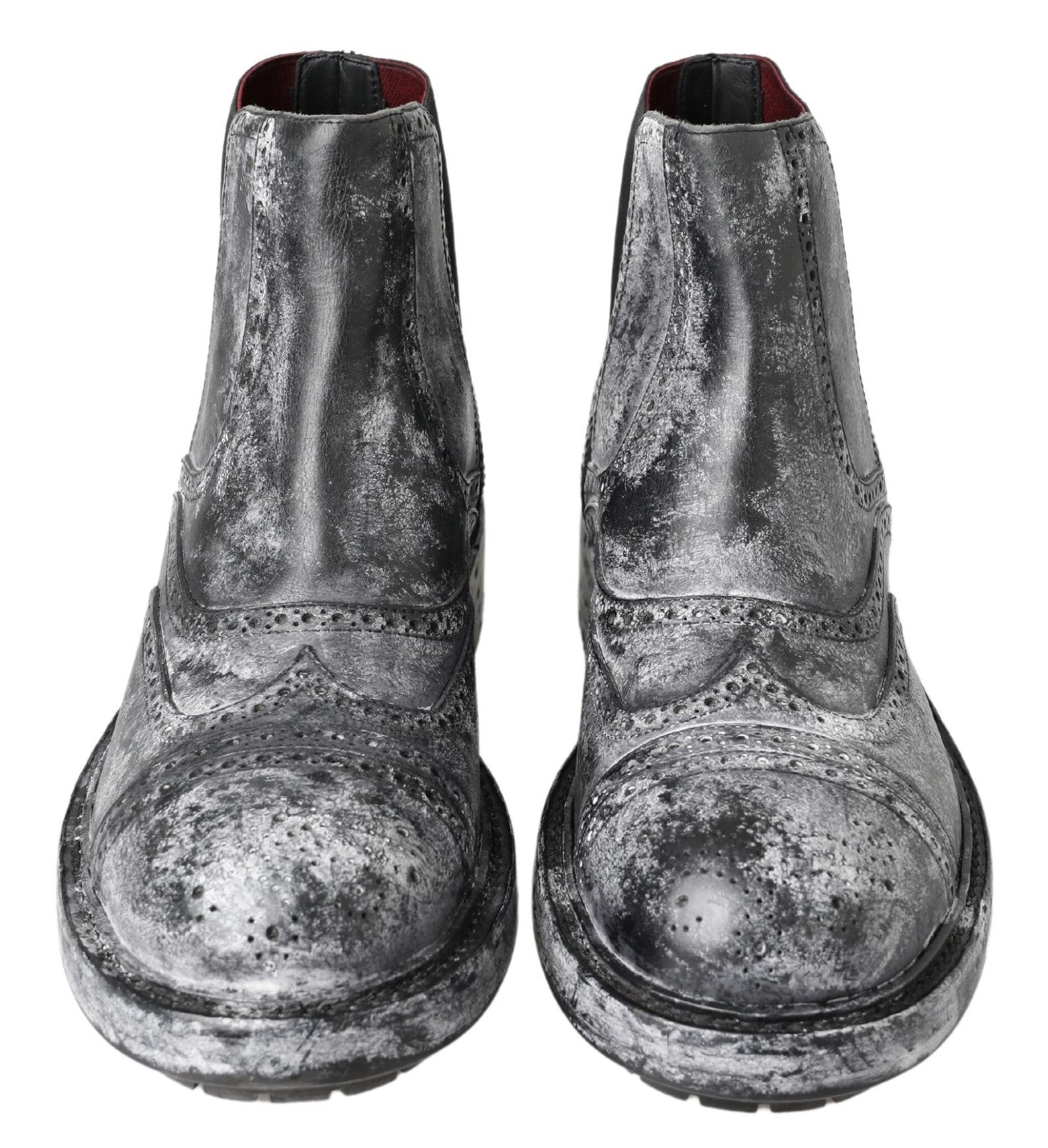 Dolce & Gabbana Schwarzgraue Lederstiefeletten