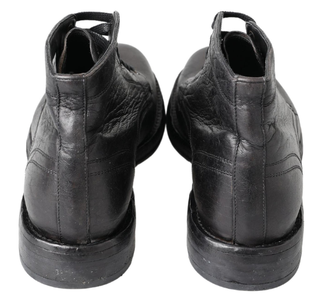 Dolce & Gabbana Schwarzes Pferd Leder Perugino Stiefel