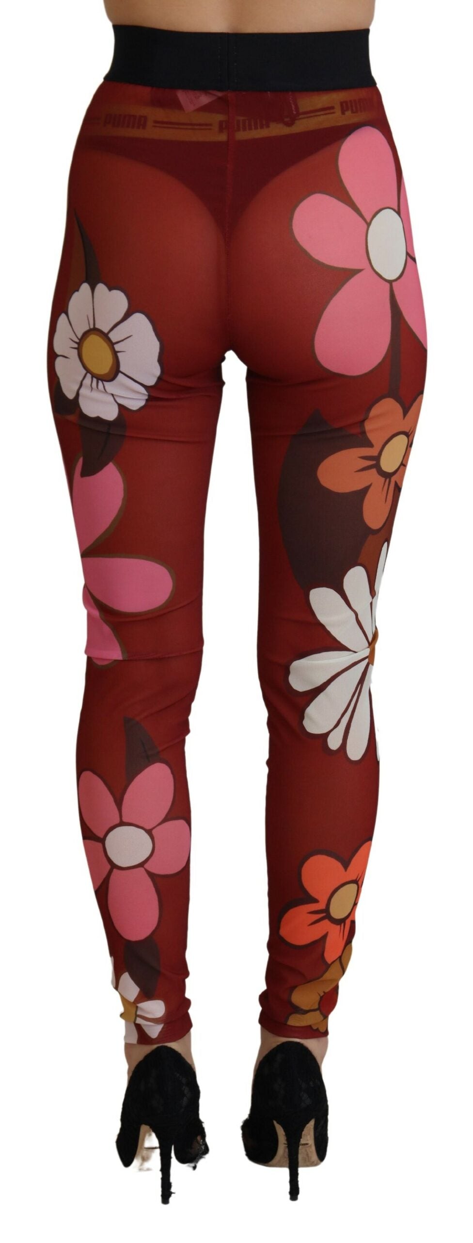 Dolce & Gabbana Rote geblümte Leggings Stretch-Taille-Hose