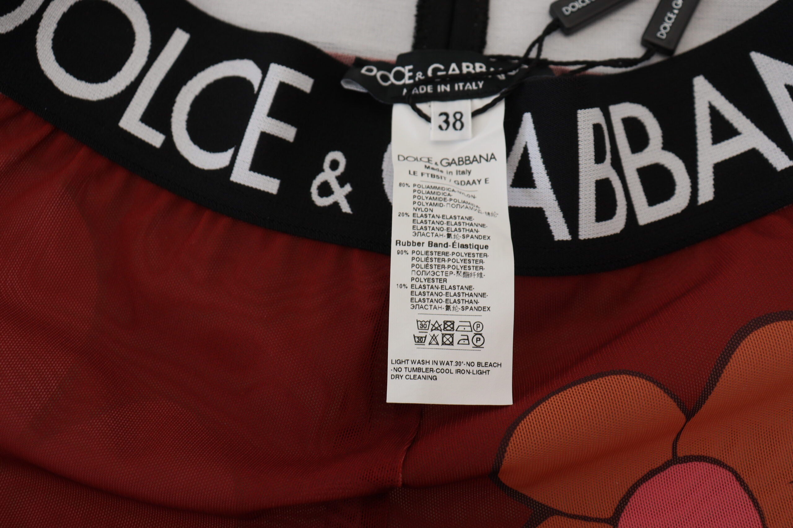 Dolce & Gabbana Rote geblümte Leggings Stretch-Taille-Hose