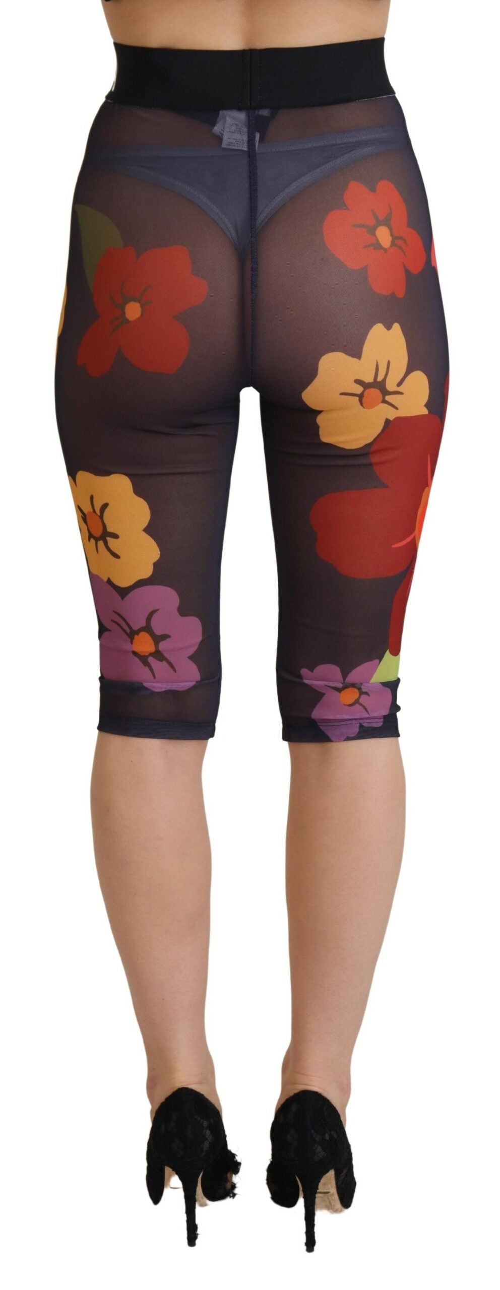 Dolce & Gabbana Schwarze Leggings mit Blumenmuster und Stretch-Taille
