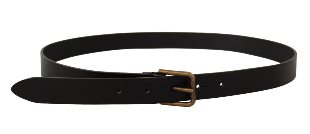 Dolce & Gabbana Gürtel aus schwarzem Kalbsleder mit gravierter Messing-Logo-Schnalle