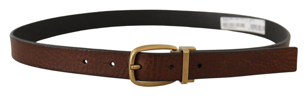 Dolce & Gabbana Brauner Ledergürtel mit Metallschnalle im Vintage-Stil