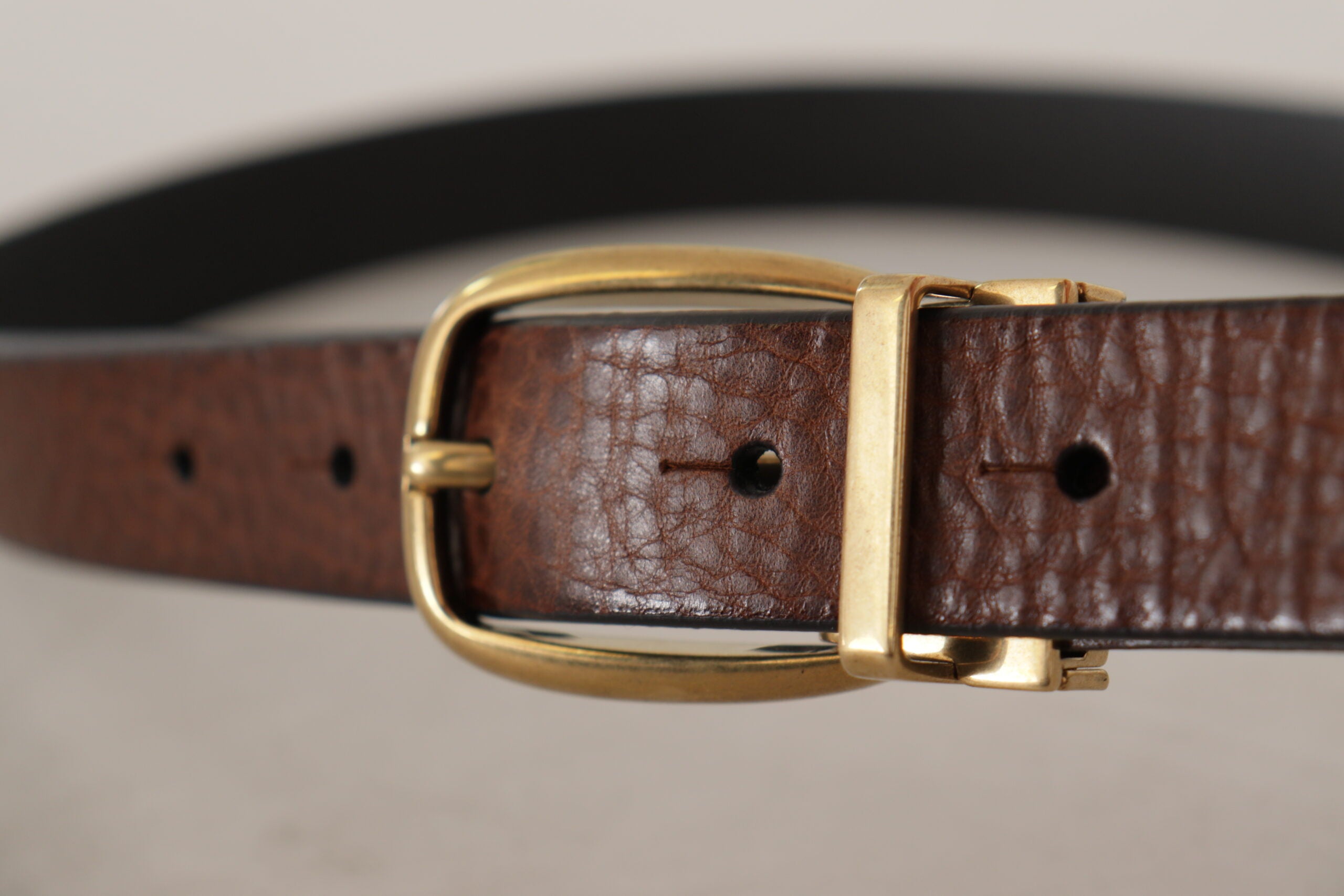 Dolce & Gabbana Brauner Ledergürtel mit Metallschnalle im Vintage-Stil