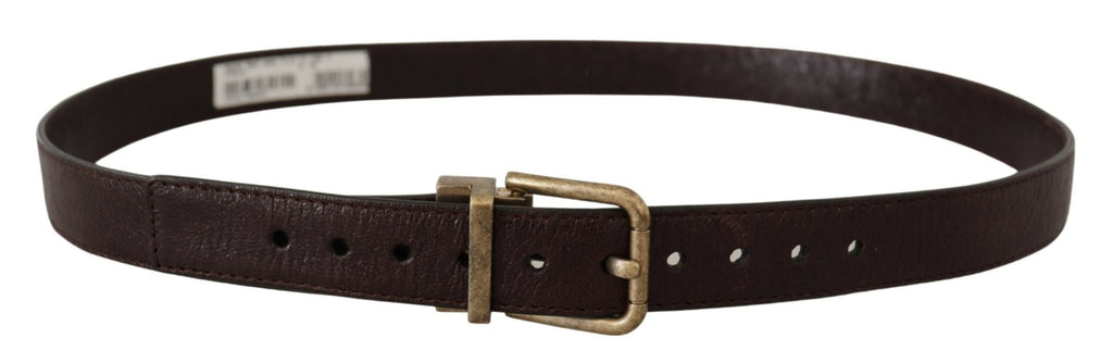 Dolce & Gabbana Brauner Kalbsleder Vintage Logo Metallschnalle Gürtel