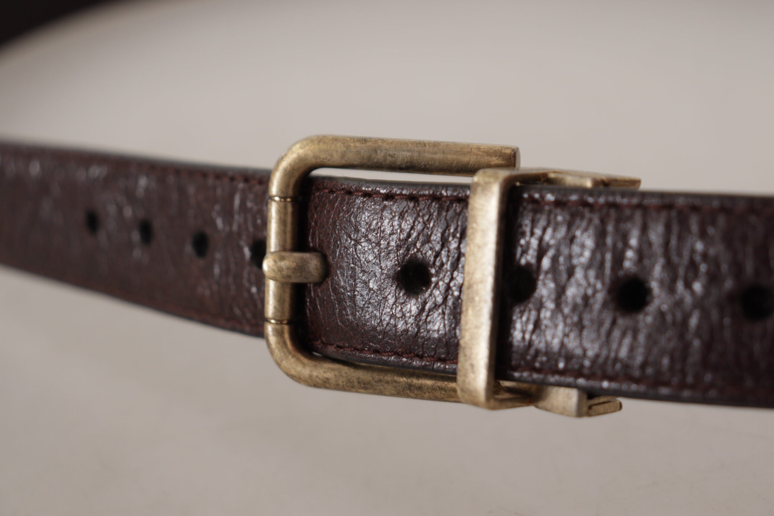 Dolce & Gabbana Brauner Kalbsleder Vintage Logo Metallschnalle Gürtel