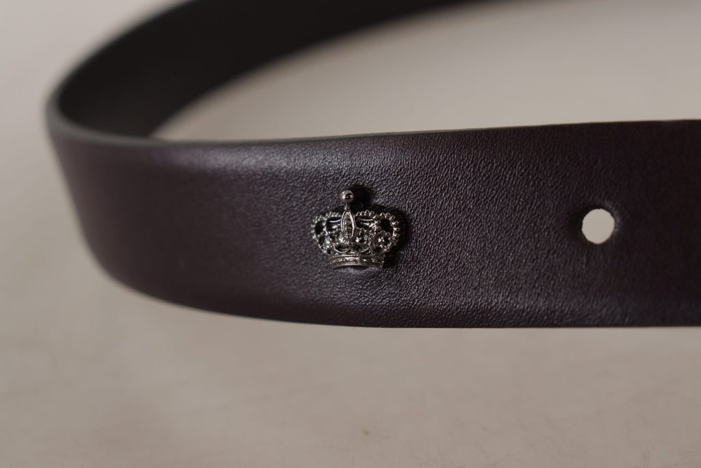 Dolce & Gabbana Dunkellila Leder Box Borchia Metallschnalle Gürtel