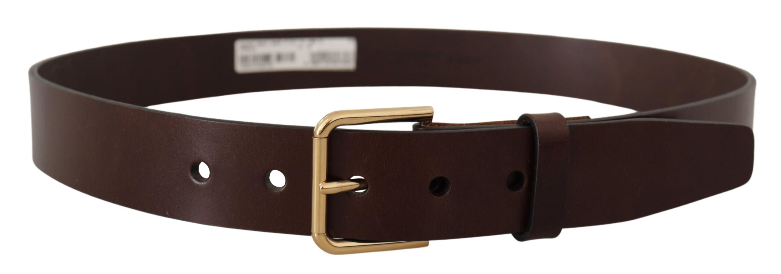 Dolce & Gabbana Brauner polierter Ledergürtel mit goldfarbener Metallschnalle