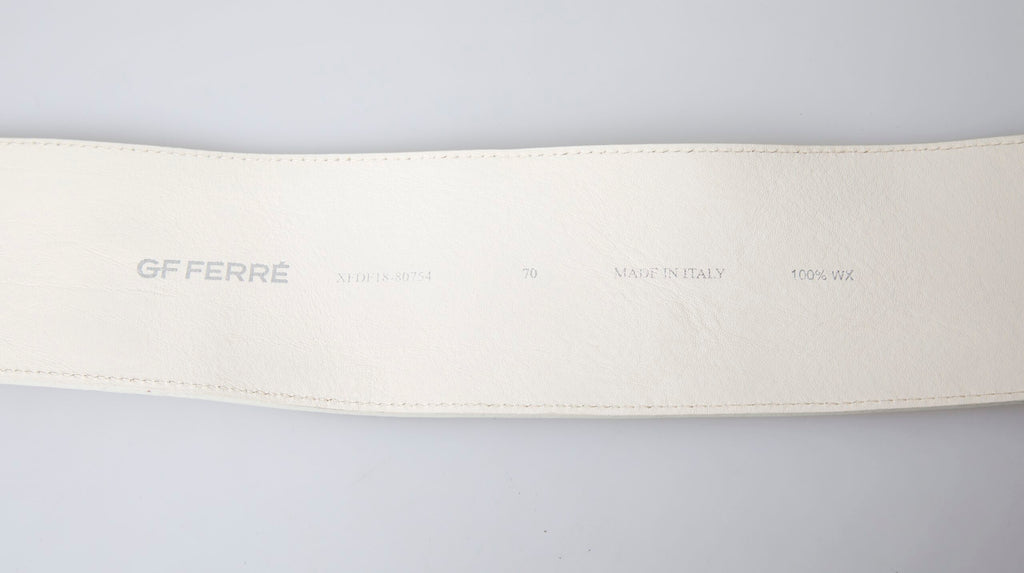 GF Ferre Off White Waxed Cotton Wide Fashion Taillengürtel
