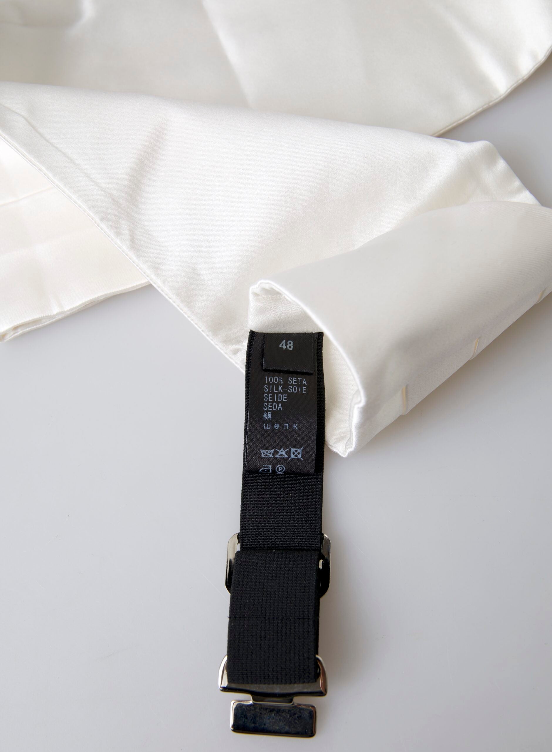 Dolce & Gabbana Weißer Herren Seidengürtel mit breiter Taille Kummerbund