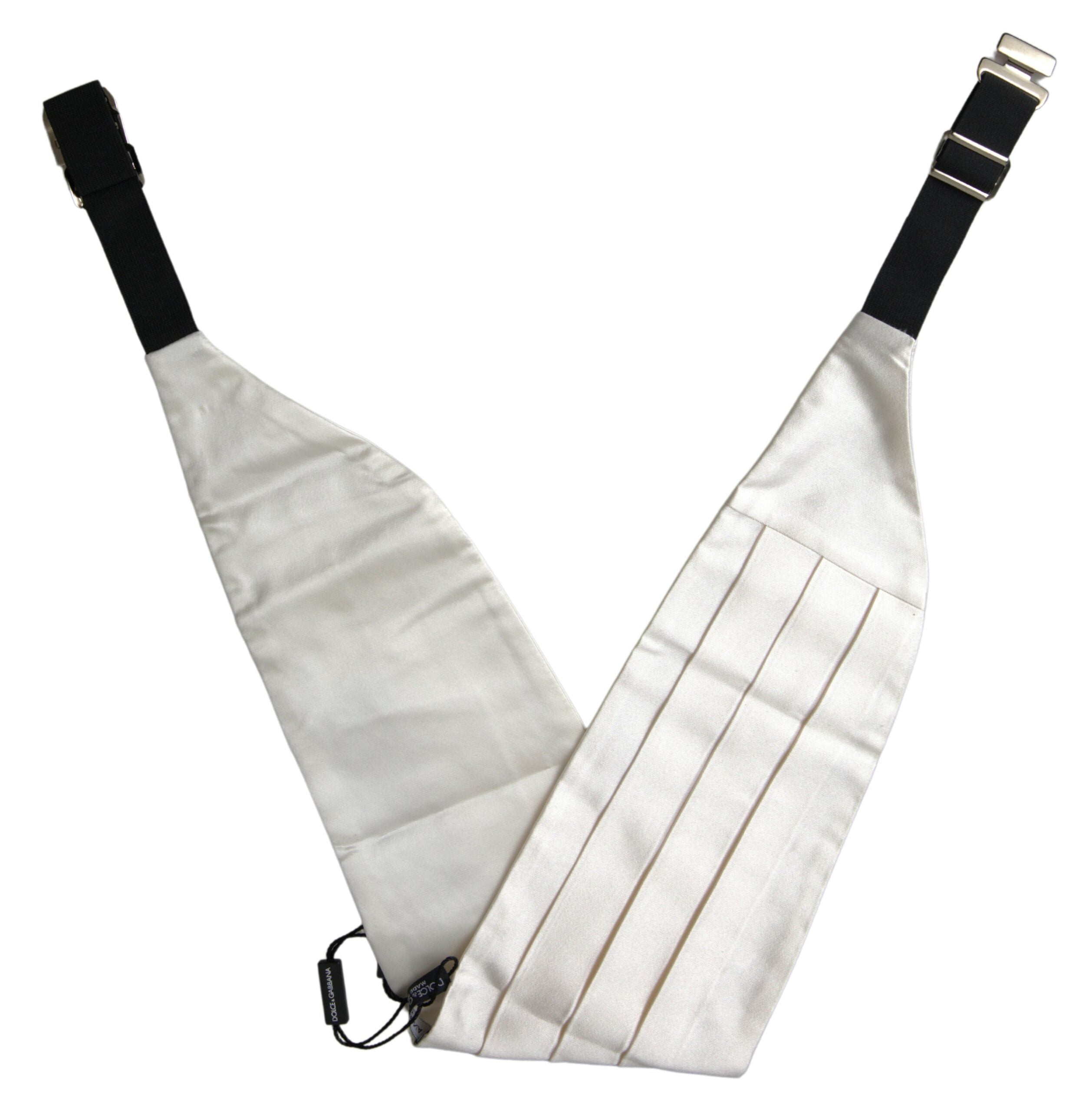 Dolce & Gabbana Weißer Herren Seidengürtel mit breiter Taille Kummerbund