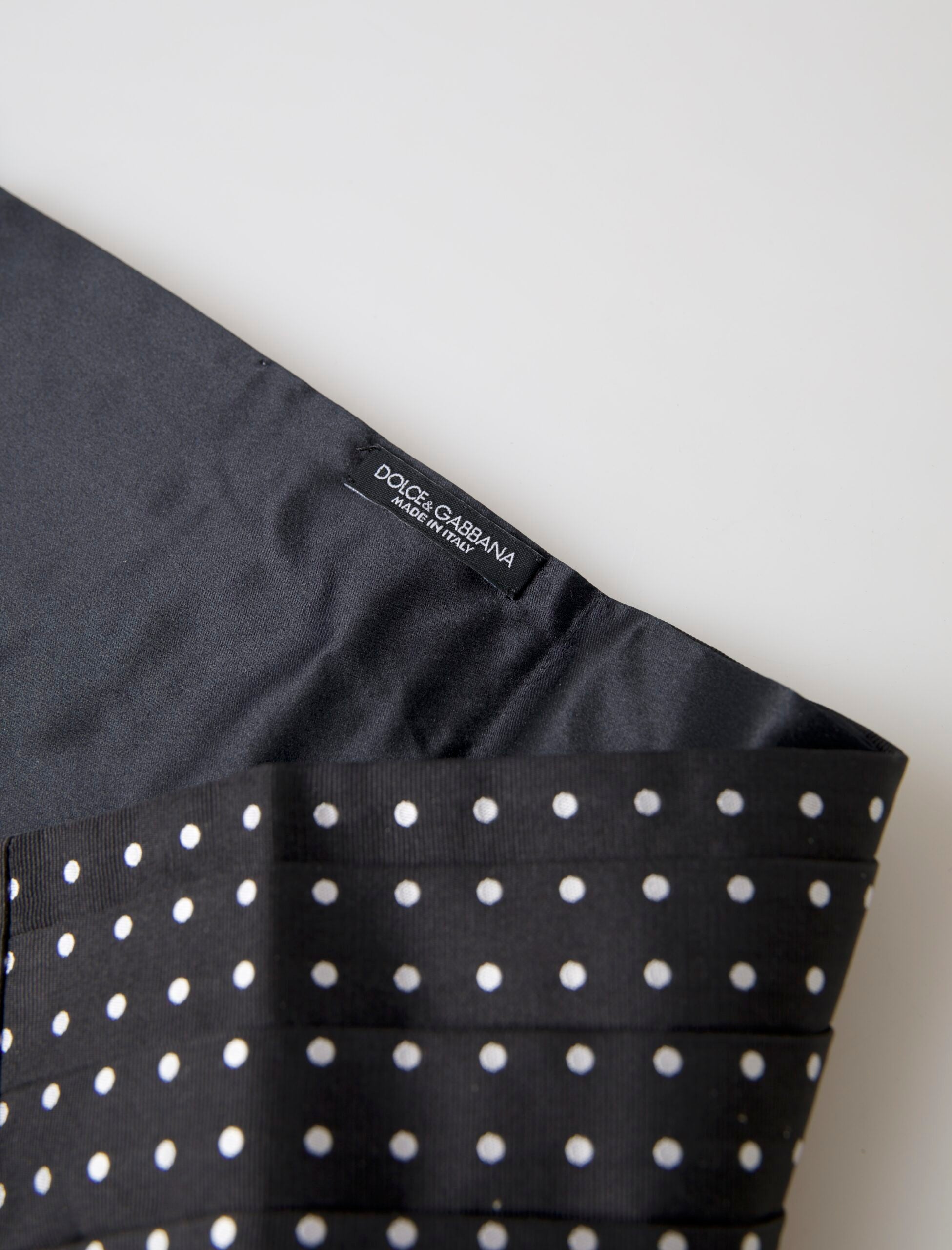 Dolce & Gabbana Schwarzer Seiden Polka Taille Smoking Gürtel Kummerbund