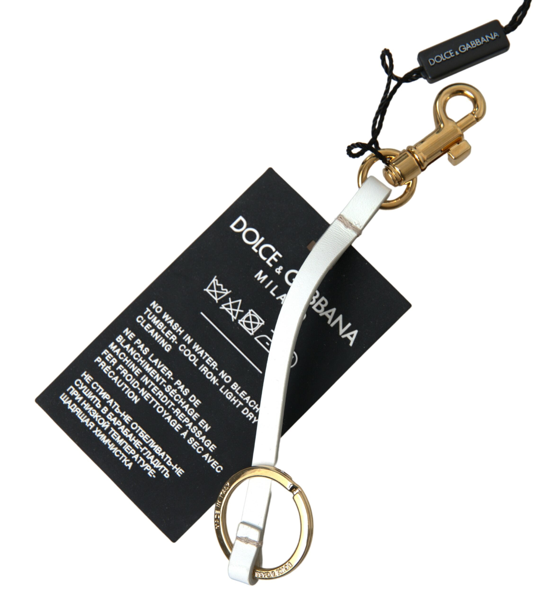 Dolce & Gabbana Schwarzes Silikon DG Logo Gold Messing Schlüsselanhänger