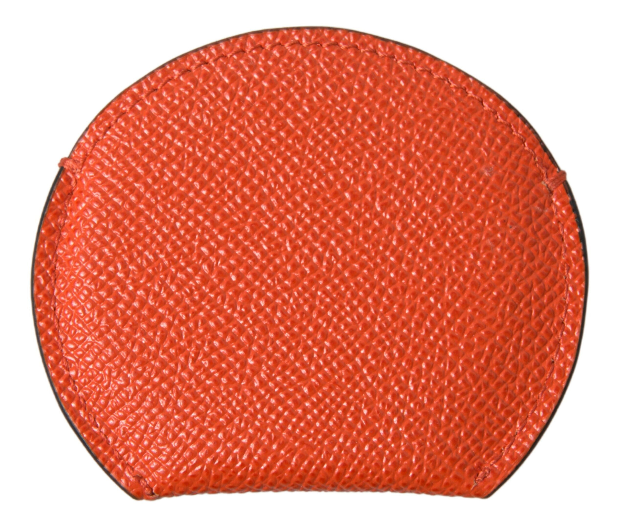 Dolce & Gabbana Handspiegelhalter aus orangefarbenem Kalbsleder mit rundem Logo