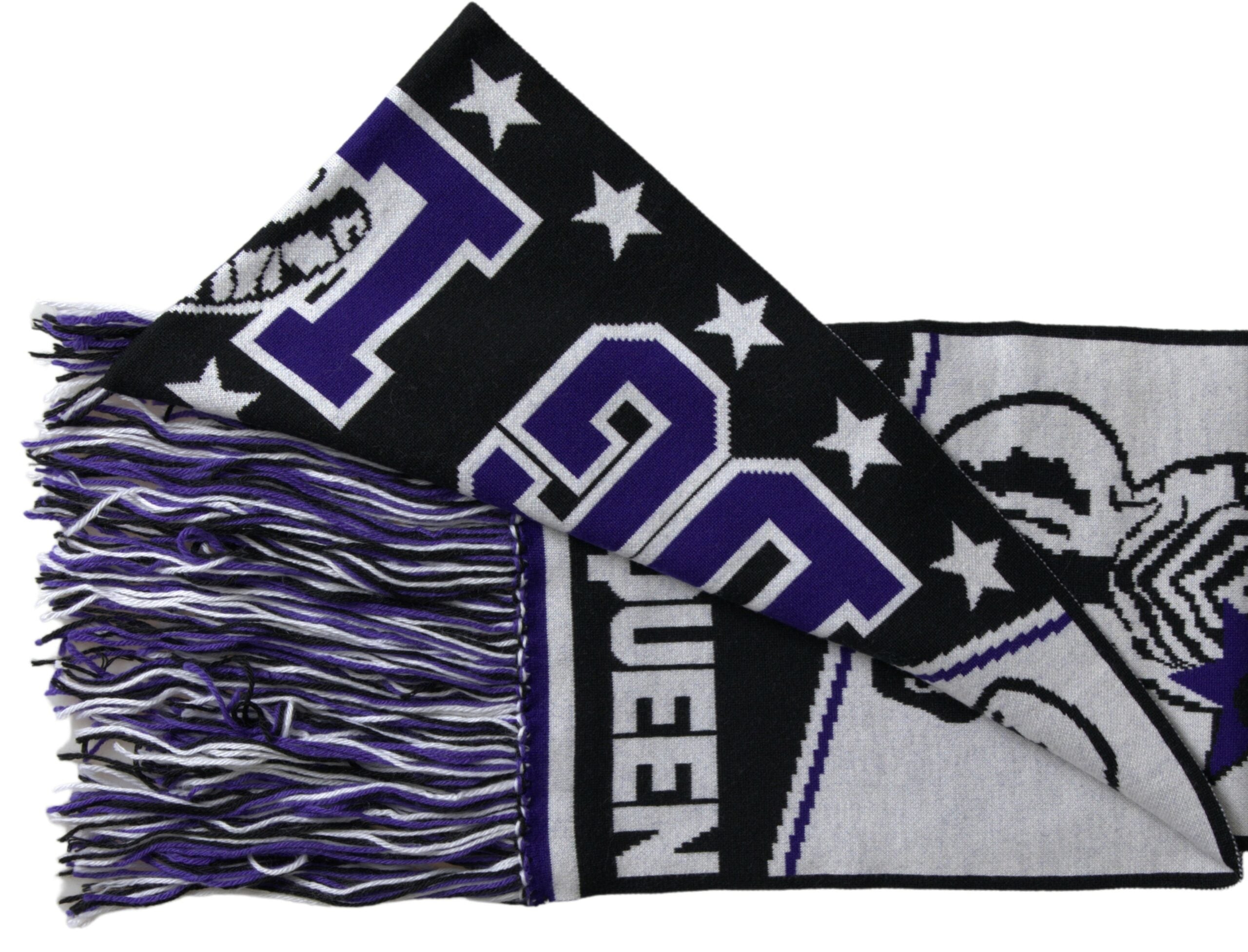 Dolce & Gabbana Multicolor Wolle DG Queen Wickel-Fransenschal