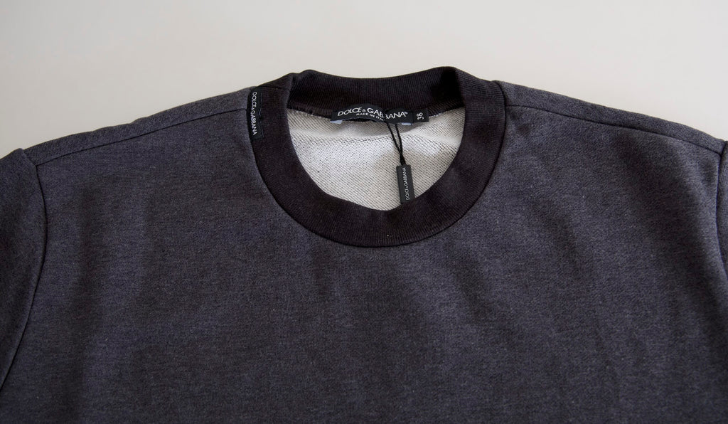 Dolce & Gabbana Dunkelgrauer Baumwollpullover mit Rundhalsausschnitt