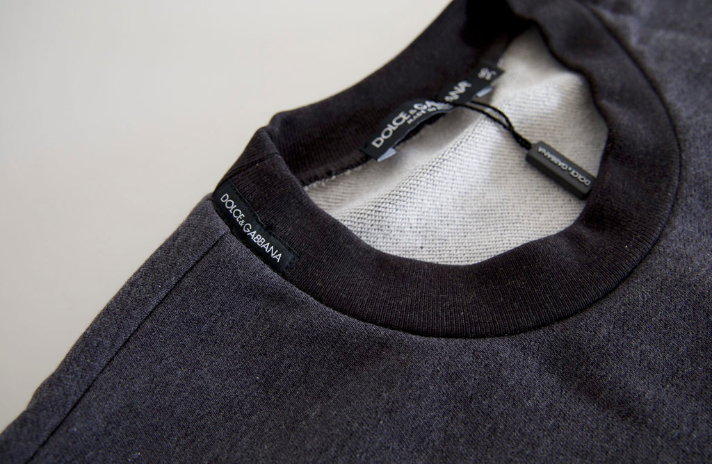 Dolce & Gabbana Dunkelgrauer Baumwollpullover mit Rundhalsausschnitt
