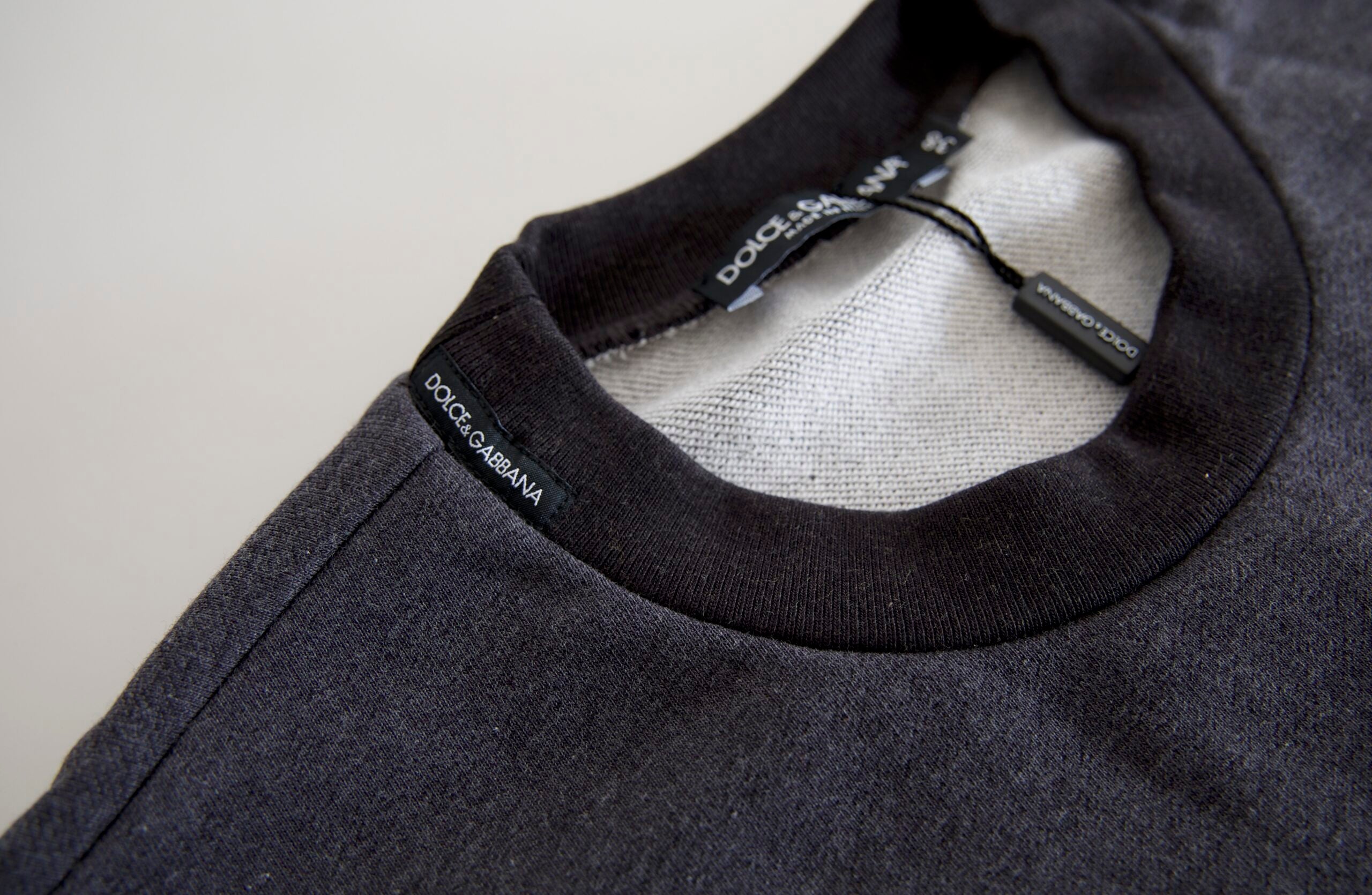 Dolce & Gabbana Dunkelgrauer Baumwollpullover mit Rundhalsausschnitt