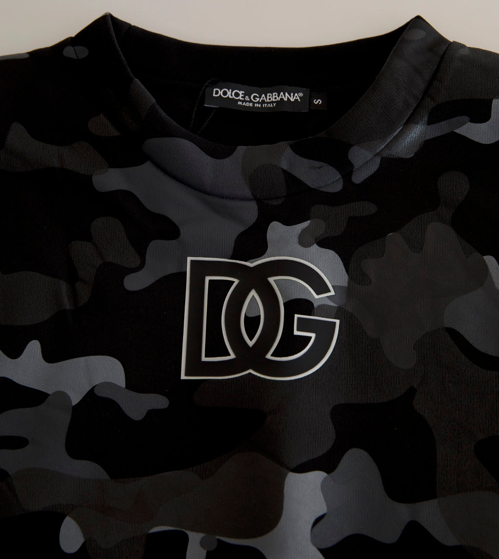 Dolce & Gabbana Rundhals-Sweatshirt mit schwarzem Camouflage-Muster