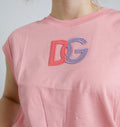 Dolce & Gabbana Rosa Baumwoll-Tanktop mit DG-Logo und Rundhalsausschnitt