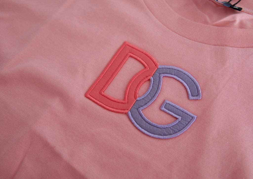Dolce & Gabbana Rosa Baumwoll-Tanktop mit DG-Logo und Rundhalsausschnitt