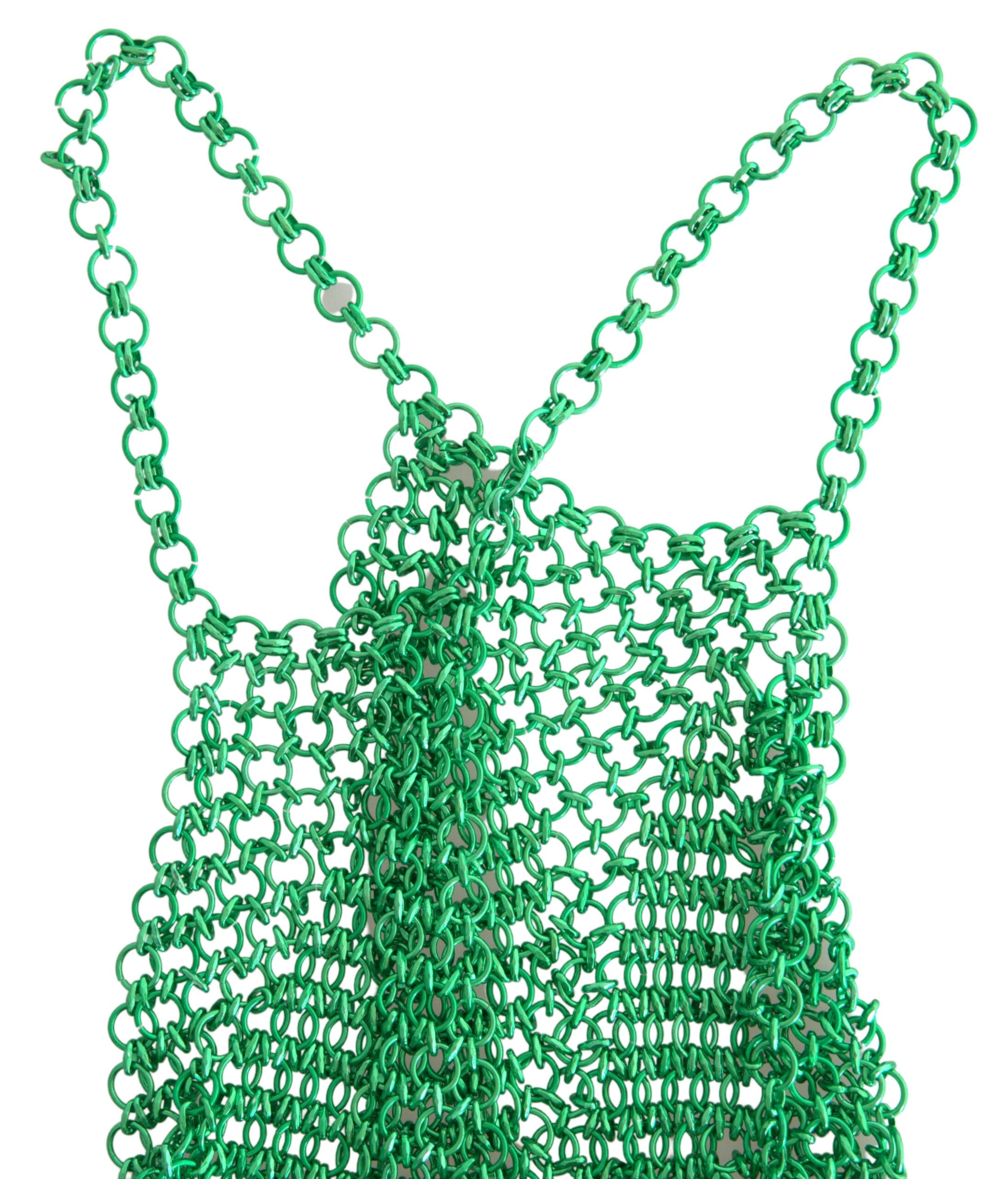 Dolce & Gabbana Grünes ärmelloses, bauchfreies Neckholder-Top aus Aluminium