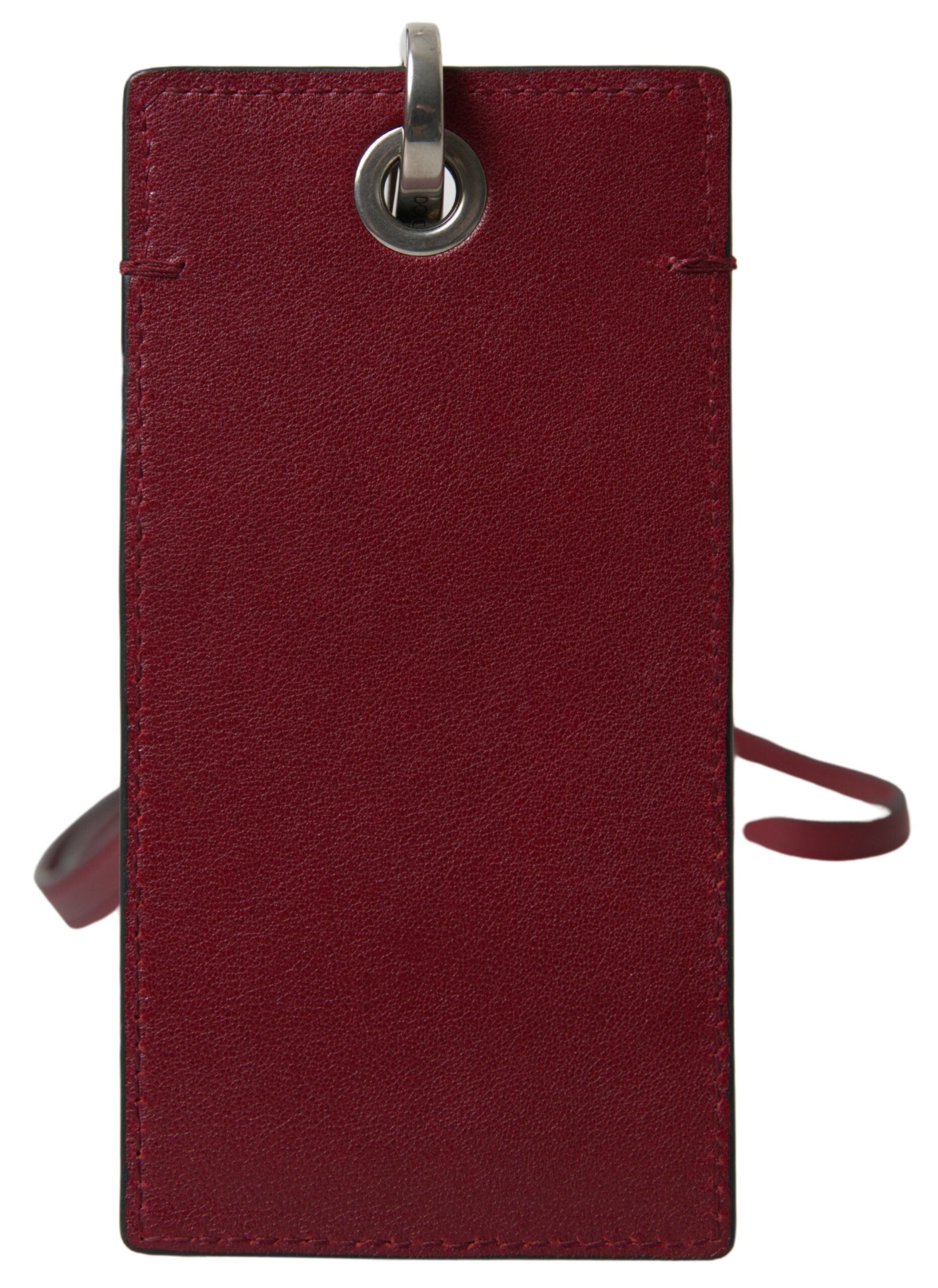Dolce & Gabbana Rotes Leder Lanyard Logo Slim Card Holder Herren Geldbörse