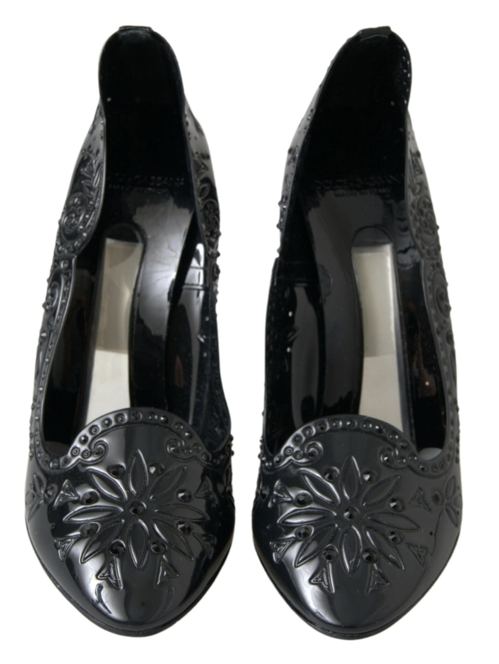 Dolce & Gabbana Schwarz CINDERELLA Floral Crystal Heels Schuhe