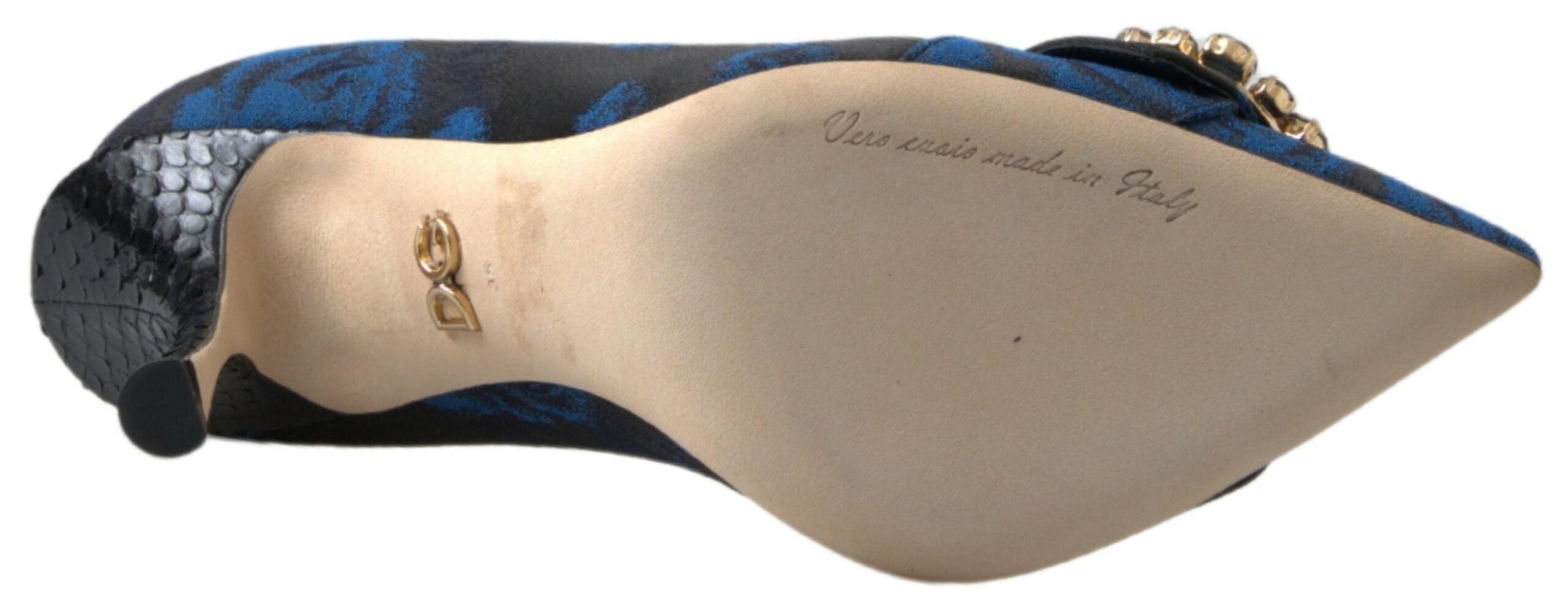 Dolce & Gabbana Blaue Floral Ayers Kristall Pumps Schuhe