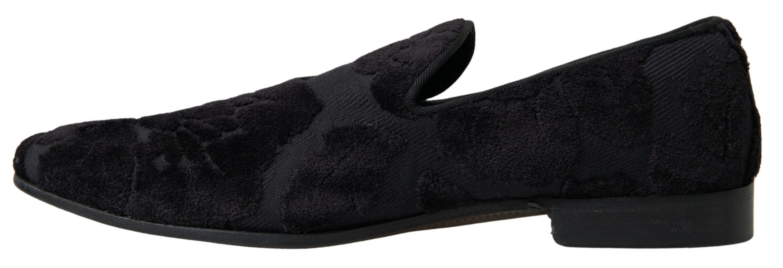 Dolce & Gabbana Schwarzer Brokat Loafers Formelle Schuhe