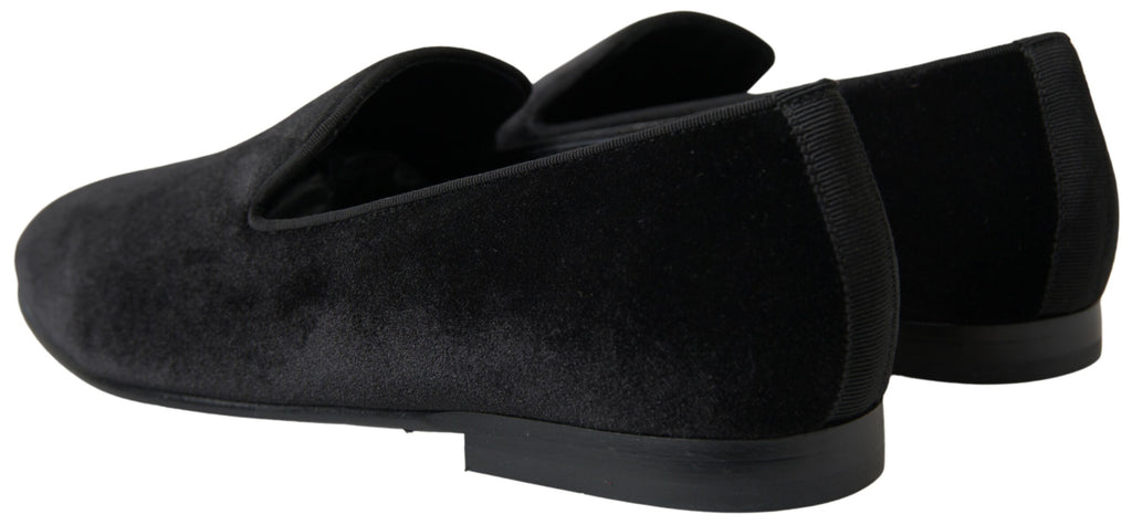 Dolce & Gabbana Schwarze Samt-Slipper Elegante Schuhe