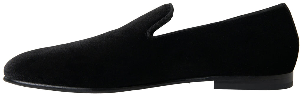 Dolce & Gabbana Schwarze Samt-Slipper Elegante Schuhe