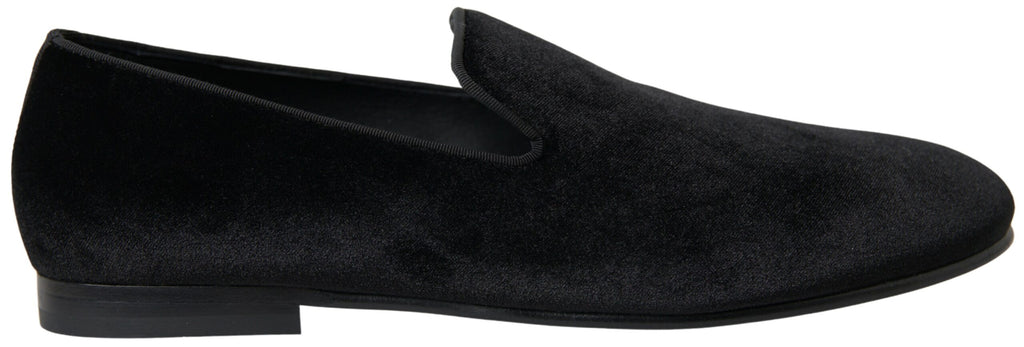 Dolce & Gabbana Schwarze Samt-Slipper Elegante Schuhe