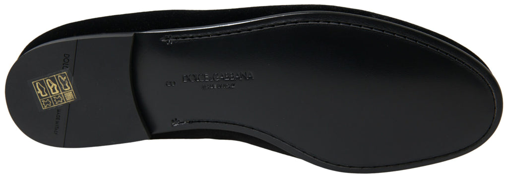 Dolce & Gabbana Schwarze Samt-Slipper Elegante Schuhe