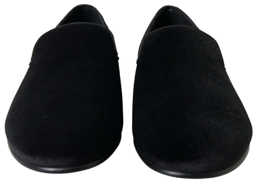 Dolce & Gabbana Schwarze Samt-Slipper Elegante Schuhe