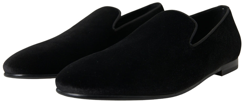 Dolce & Gabbana Schwarze Samt-Slipper Elegante Schuhe