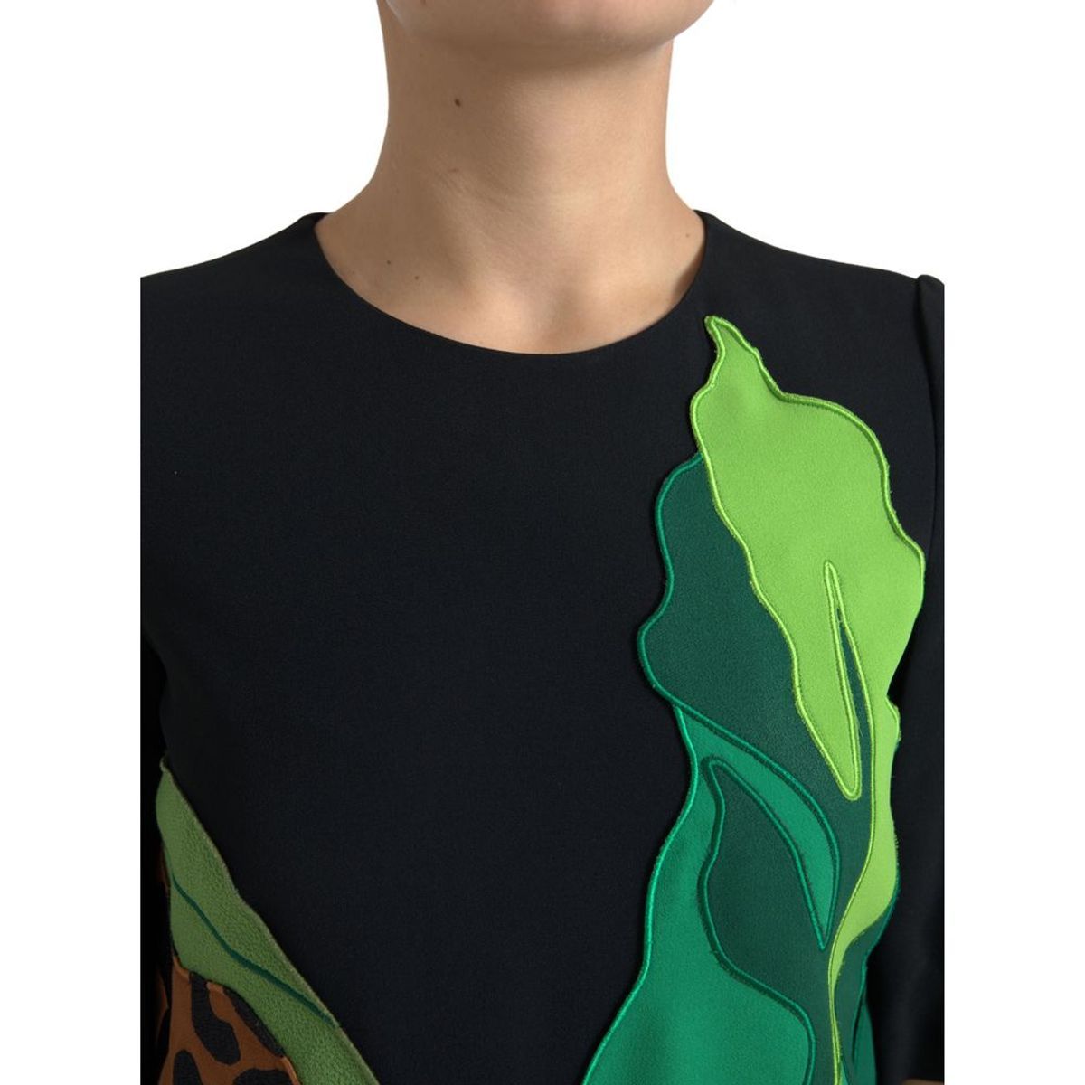 Dolce & Gabbana Schwarzes Tiger Dschungel Print Etuikleid aus Stretch