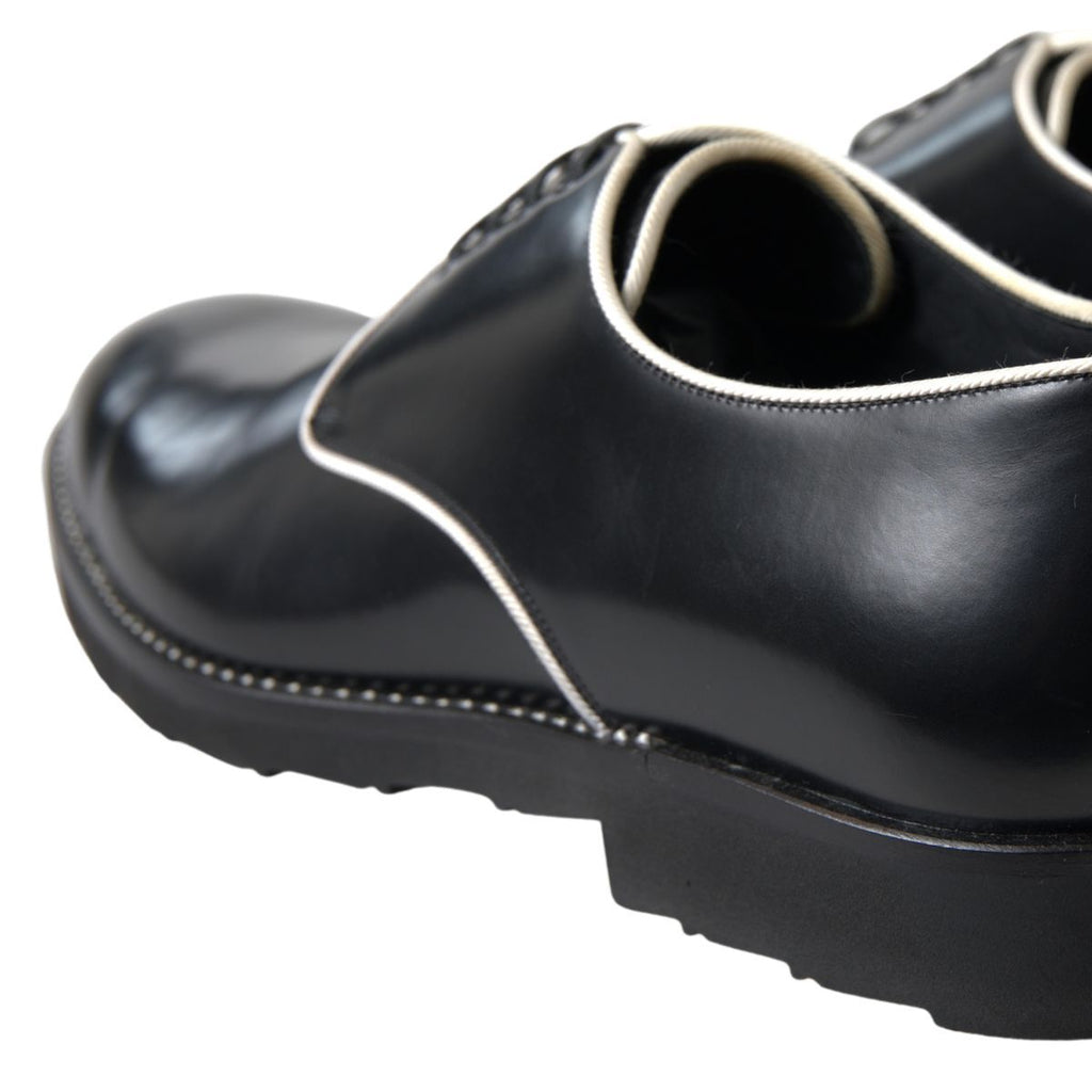Dolce & Gabbana Schwarz Weiß Leder Formale Schuhe