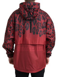 Dolce & Gabbana Rote Kapuzen-Regenjacke mit Leopardenmuster